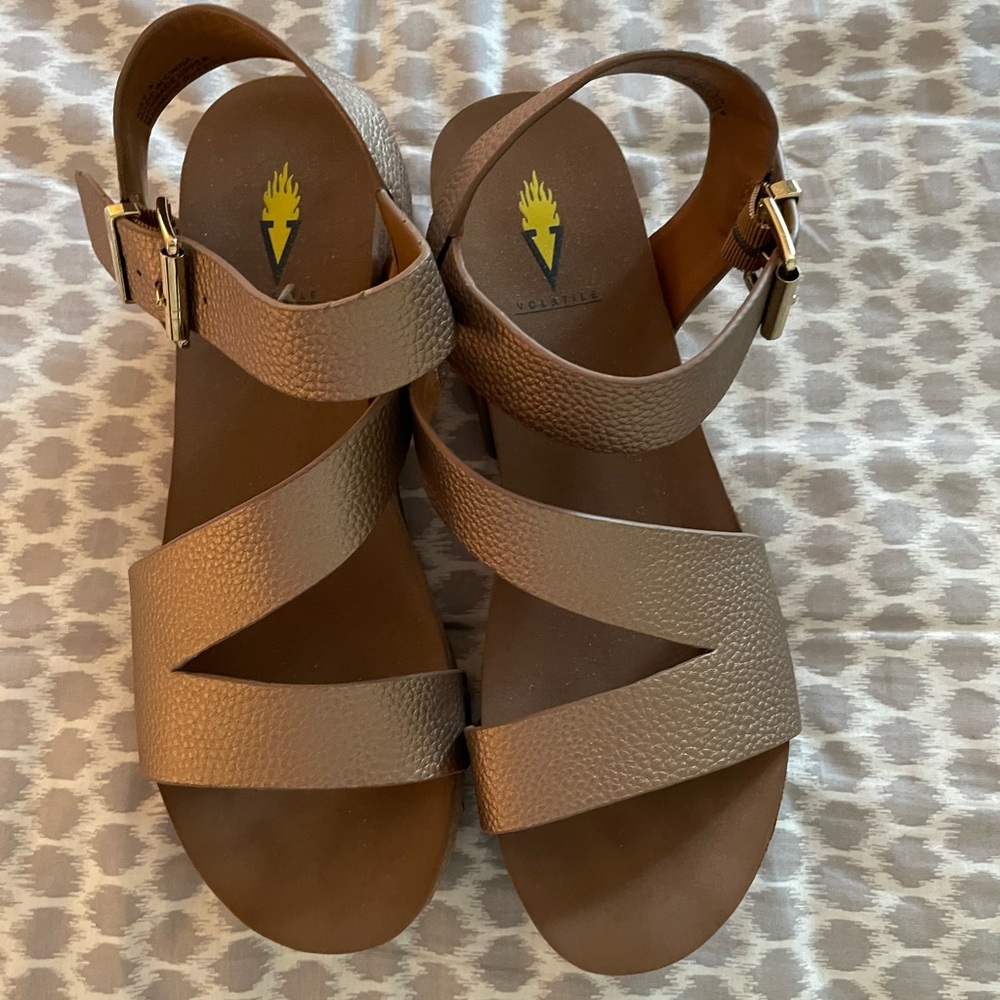 Volatile Tan Strappy Sandals